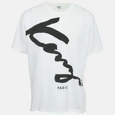 Pre-owned Kenzo White Printed Jersey Crewneck T-shirt Xxl
