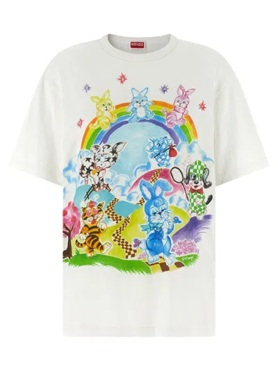 Kenzo White Round Neck Graphic Print T-shirt