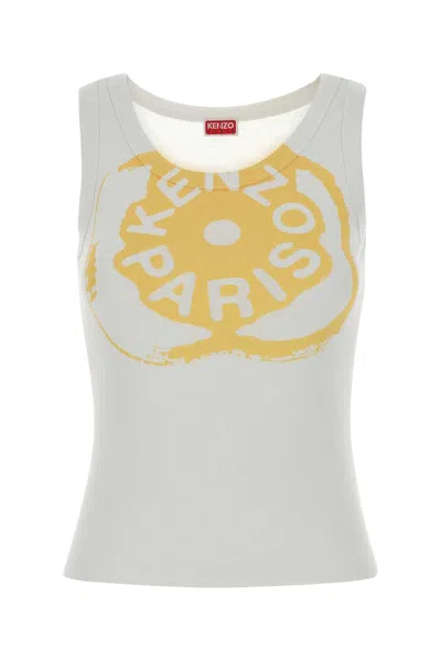 Kenzo White Stretch Cotton Tank Top