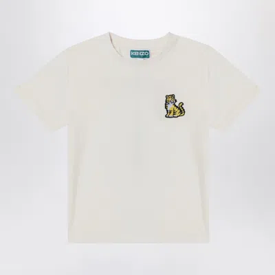 Kenzo Babies'  White T Shirt With Printed Logo
