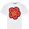 KENZO WHITE T-SHIRT FOR GIRL WITH FLOWER
