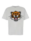 Kenzo White T-shirt With Happy Tiger Print On The Front
