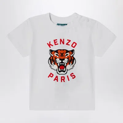KENZO KENZO WHITE T-SHIRT WITH PRINTED LOGO