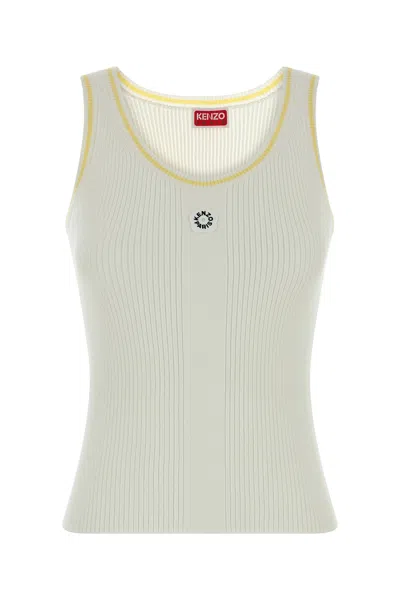 Kenzo White Viscose Blend Tank Top In Green