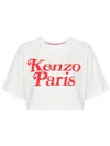 Kenzo Cropped Cotton T-shirt With Iconic Logo And Relaxed Fit In White