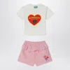 Kenzo White/red Two-piece Suit In Cotton