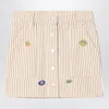 Kenzo White/sand Striped Mini Skirt In Beige
