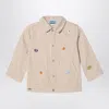 Kenzo White/sand Striped Denim Jacket In Beige