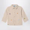 Kenzo White/sand Striped Denim Jacket In Beige