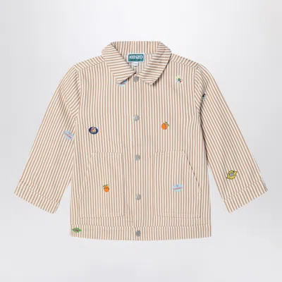 KENZO WHITE/SAND STRIPED DENIM JACKET