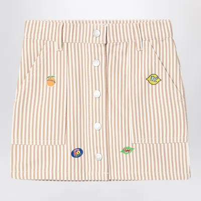 KENZO KENZO WHITE/SAND STRIPED MINI SKIRT