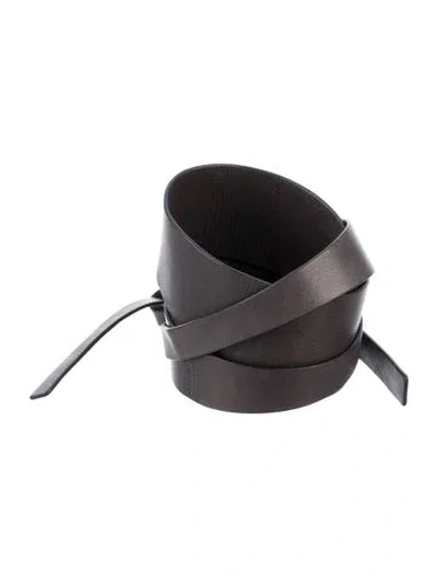 Pre-owned Kenzo Wide Leather Waist Belt In Grey