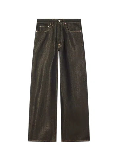 Kenzo Wide-leg Jeans With Cuffs In Japanese Denim In Brown