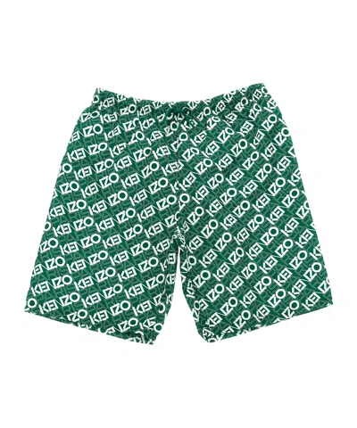 Kenzo Kids' Wide-leg Swimming Shorts In Green