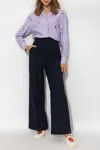 Kenzo Tailored Pleat Wool Pants In Navy Blue