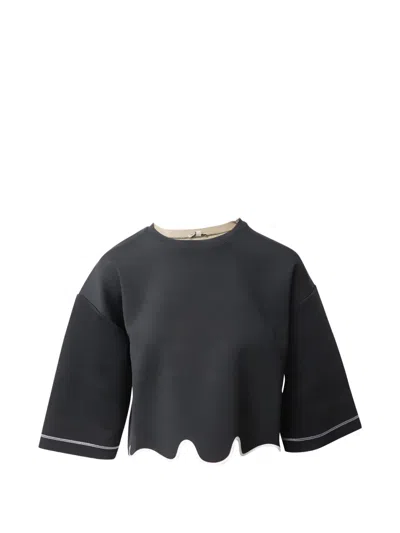 Pre-owned Kenzo Wide-sleeved Cropped Top In Black