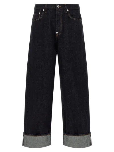 Kenzo Wide-leg Turn-up Jeans In Black