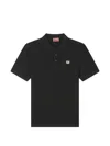 Kenzo Tiger-embroidered Cotton Polo Shirt In Black
