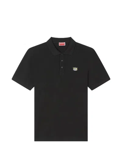 Kenzo Wild Tiger Cotton Polo Shirt In Black