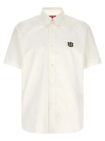 Kenzo Wild Tiger Crest Logo Shirt In White
