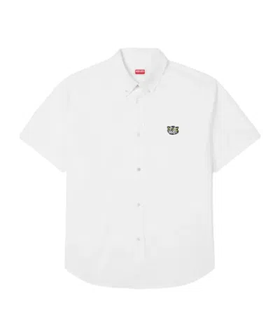Kenzo Wild Tiger Crest Short Sleeve Shirt In White