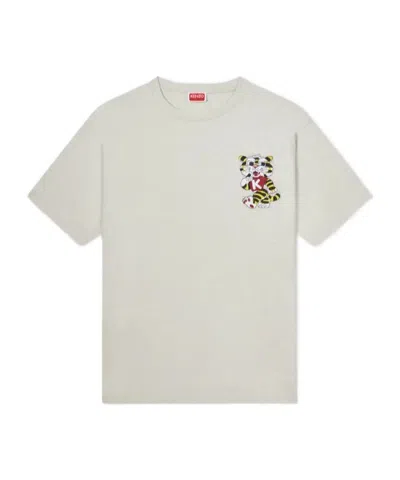 Kenzo ' Wild Tiger' Embroidered Oversized T-shirt In Cotton In Gray