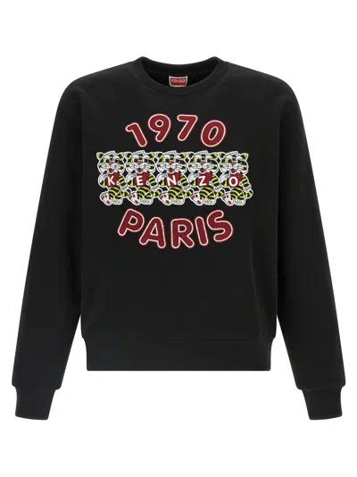 KENZO WILD TIGER EMBROIDERED SWEATSHIRT BLACK