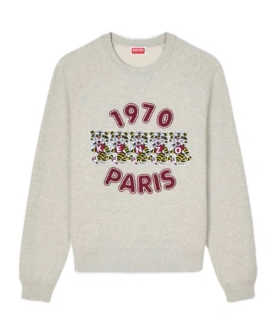 Kenzo ' Wild Tiger' Embroidered Sweatshirt In Cotton In Gray