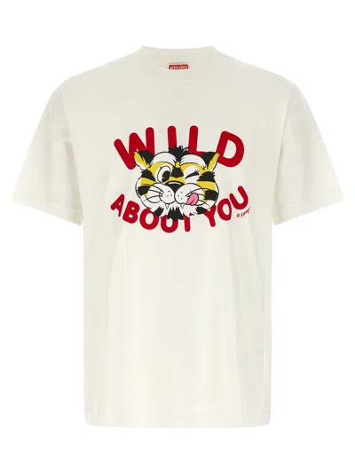 Kenzo Wild Tiger Graphic Print T-shirt In White