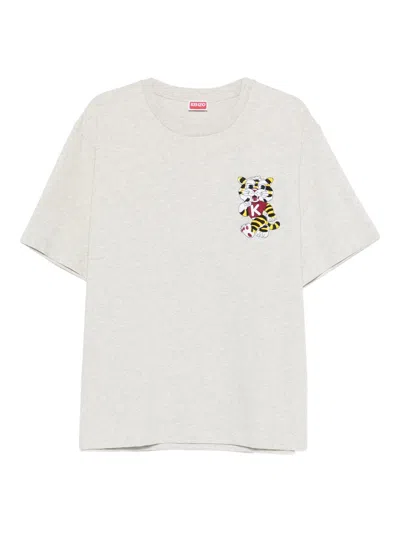 Kenzo Wild Tiger Oversized Cotton T-shirt - Size M In Gray