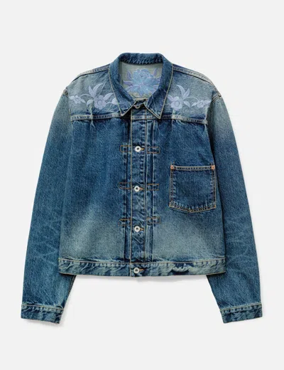 Kenzo Wildflower' Cropped Pleated Trucker Jacket In Purple