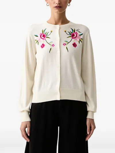 Kenzo Wildflower Logo-embroidered Cardigan In Orange