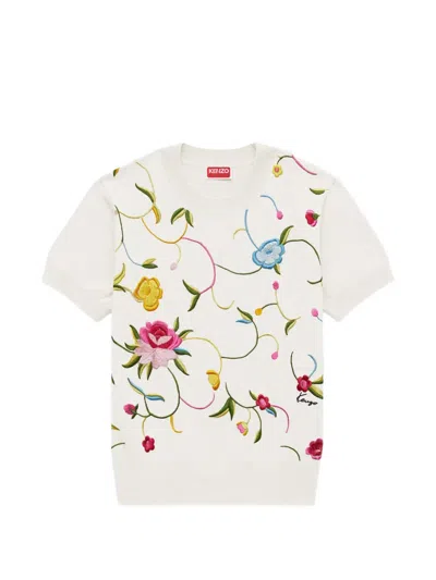 Kenzo Wildflower Short-sleeve Sweater In Neutral
