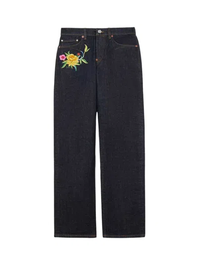 Kenzo Mount Fuji Wildflower Japanese Denim Trousers In Black