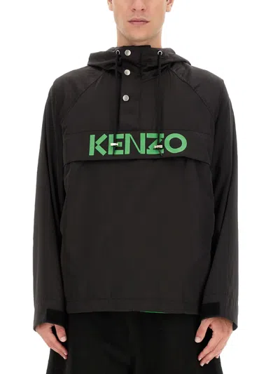Kenzo Windbreaker With Logo In Black