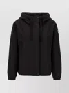 Kenzo 'boke 2.0' Black Windbreaker With Drawstring Hood And Logo Patch On The Sleeve