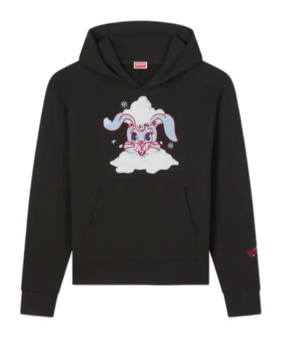 Kenzo ' Winter Holidays' Embroidered Hoodie In Cotton In Black