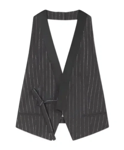 Kenzo Sleeveless Backless Kimono Jacket In Gray