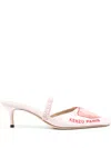 Kenzo Satin Kitten Heel Mules With Pointed Toe In Light Pink