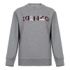 Kenzo (wmns)  Fw20 Cotton Embroidered Logo Pattern Fleece Lined Pearl Gray Hoodie