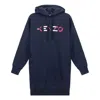 Kenzo (wmns)  Fw20 Logo Embroidered Fleece Lined Hooded Long Sleeves Hoodie Navy Blue