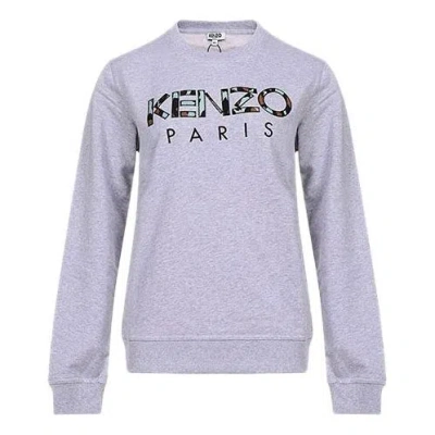 Kenzo (wmns)  Logo Round Neck Long Sleeves Hoodie Light Grey In Purple