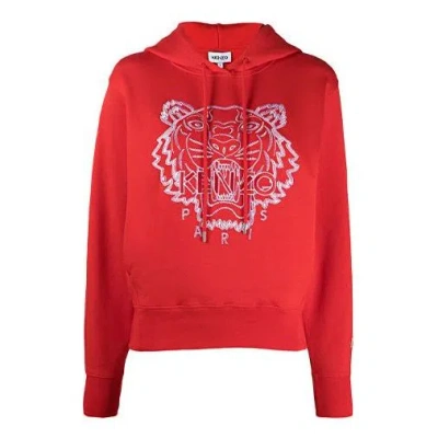 Kenzo (wmns)  Ss21 Tiger Head Embroidered Pattern Hoodie Red