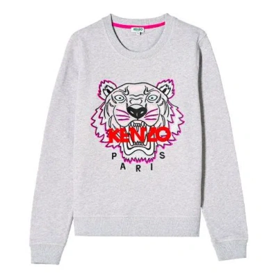 Kenzo (wmns)  Ss21 Tiger Head Embroidery Round-neck Swea Grey In Gray