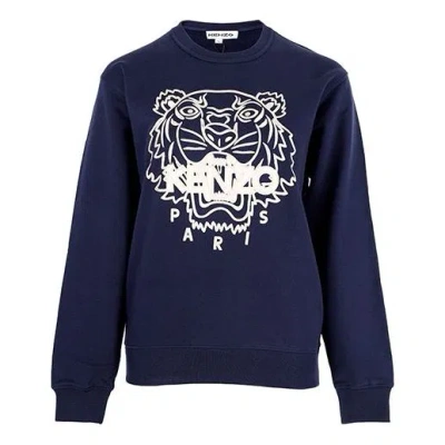 Kenzo (wmns)  Ss21 Tiger Pattern Round Neck Pullover Hoodie Navy Blue