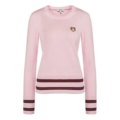 Kenzo (wmns)  Tiger Embroidered Round Neck Long Sleeves Pullover Pink Hoodie