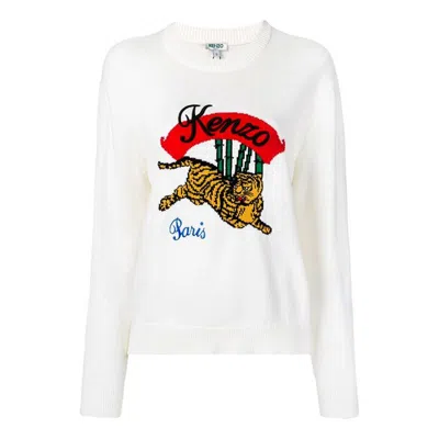 Kenzo (wmns)  Tiger Pattern Long Sleeves Sports Hoodie White