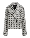 Kenzo Woman Coat White Size M Cotton, Polyester, Virgin Wool, Polyamide, Acrylic In White