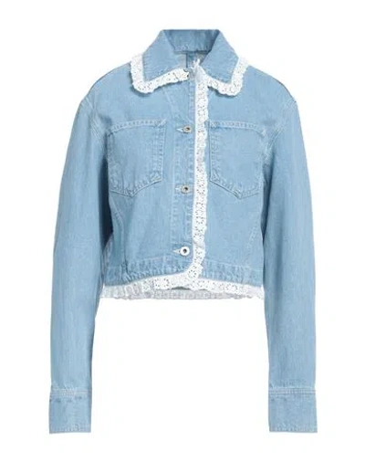 Kenzo Woman Denim Outerwear Blue Size L Cotton