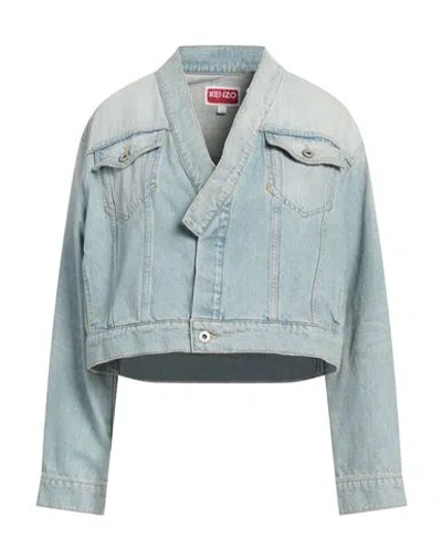 Kenzo Faded-effect Cropped Denim Jacket In Blue